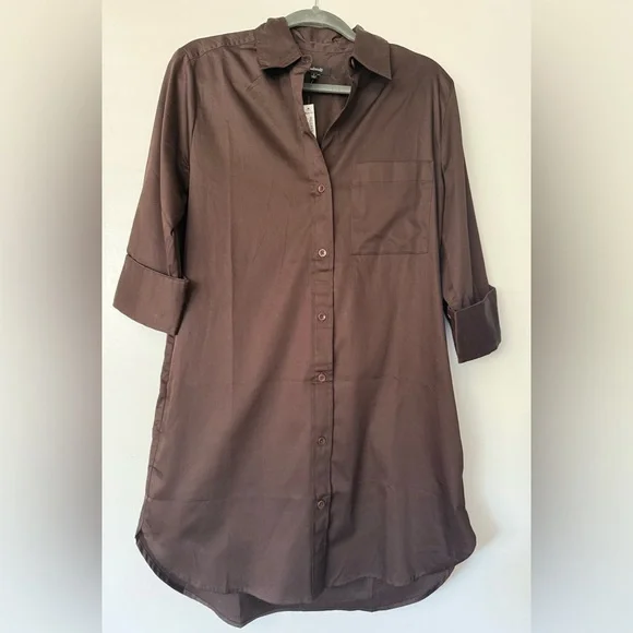 NWT Madewell Brown Button-up Shirtdress - Picture 2 of 6